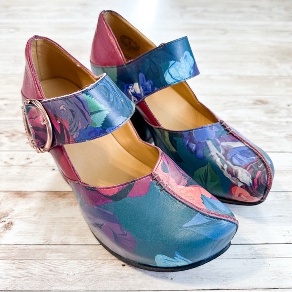 John Fluevog Prepare Leader Platform Mary Jane Heels Floral Size 6 - Picture 15 of 16